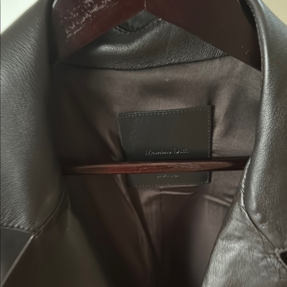 Massimo Dutti Brown Cropped Leather Jacket Size Small - Picture 7 of 7